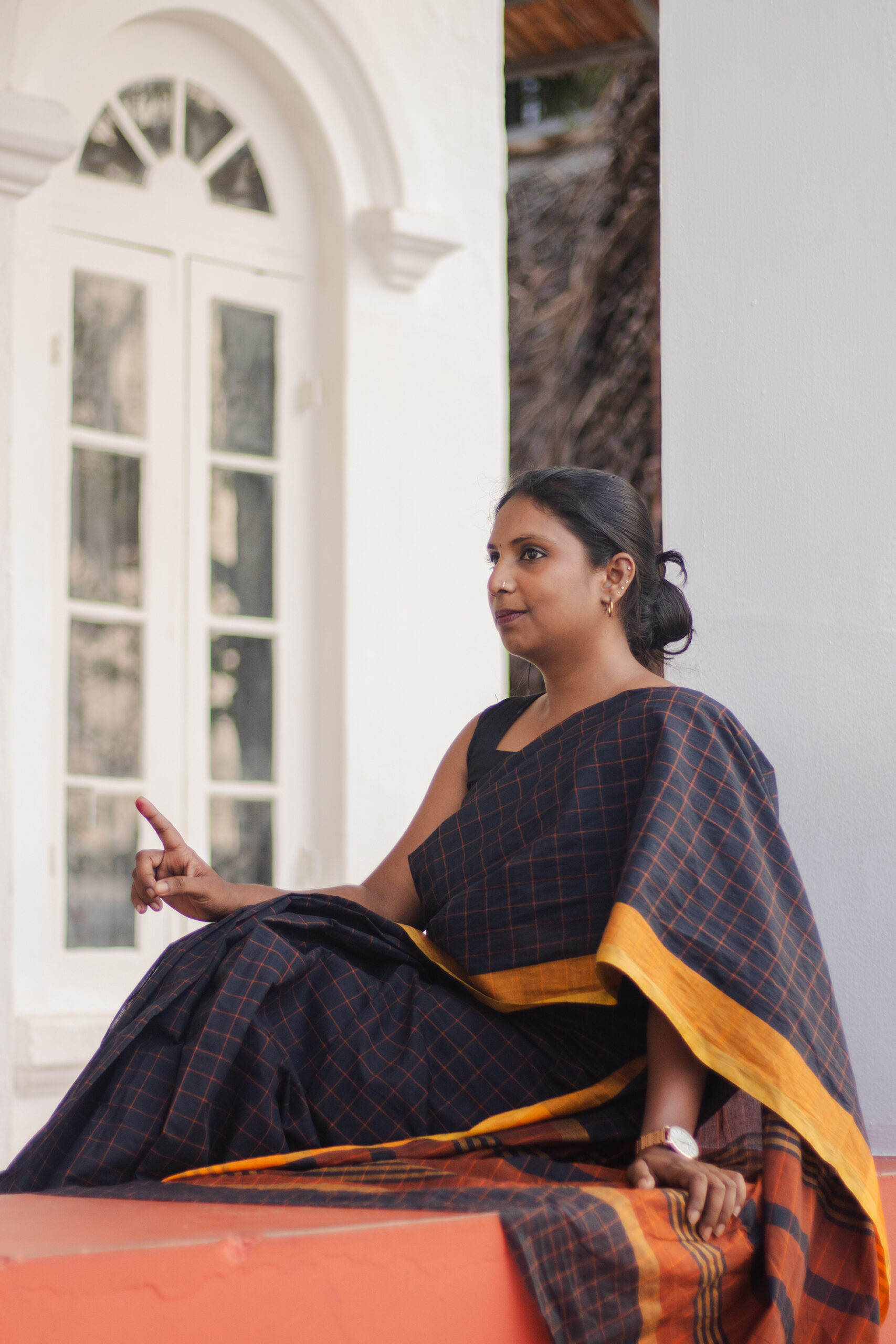 kayta dawn checks saree