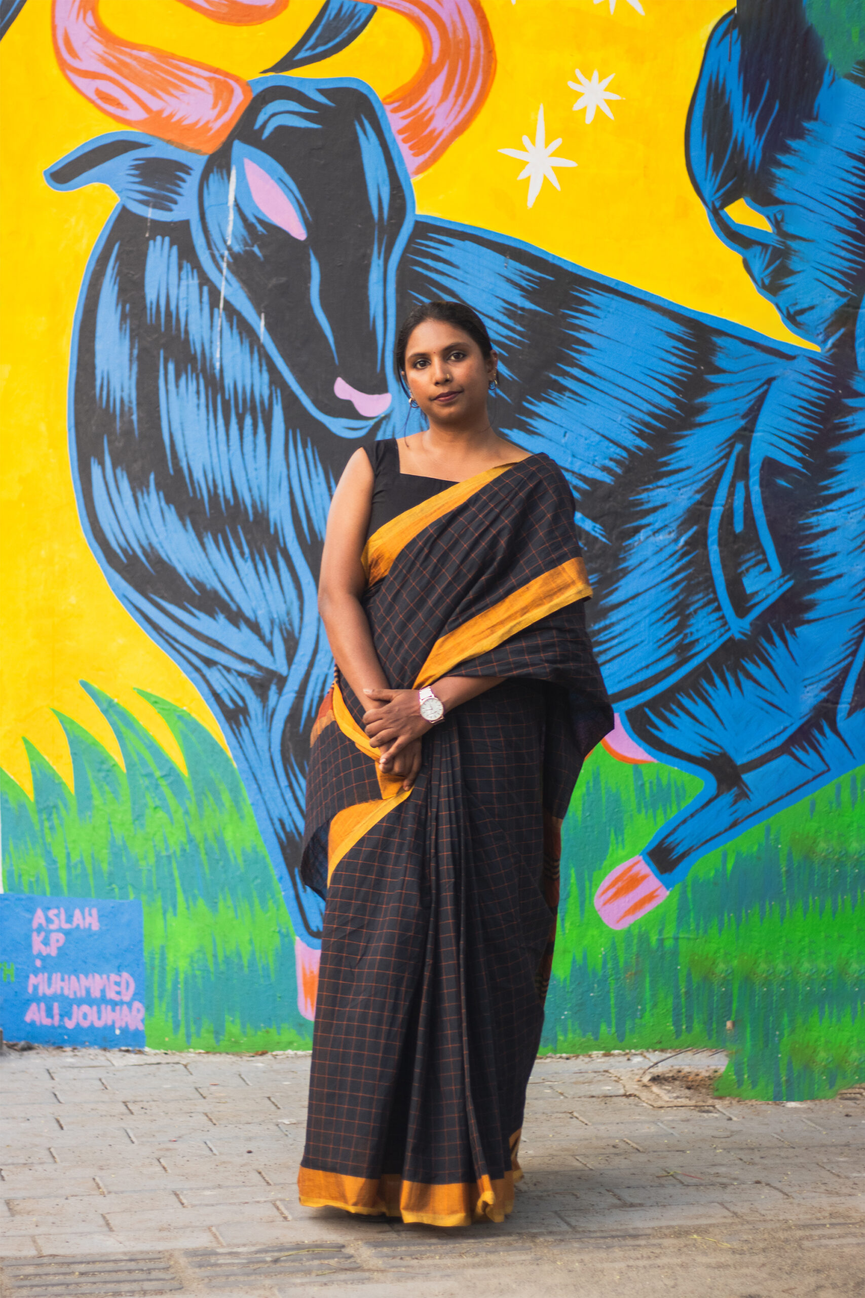 kayta dawn checks saree