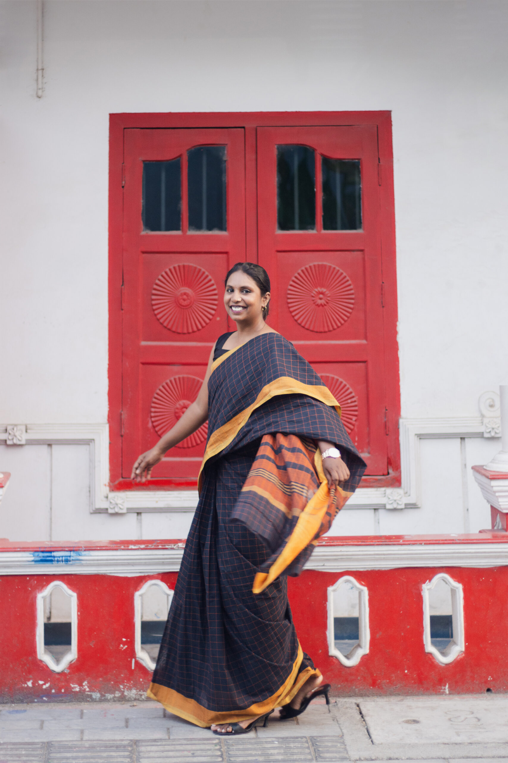 kayta dawn checks saree