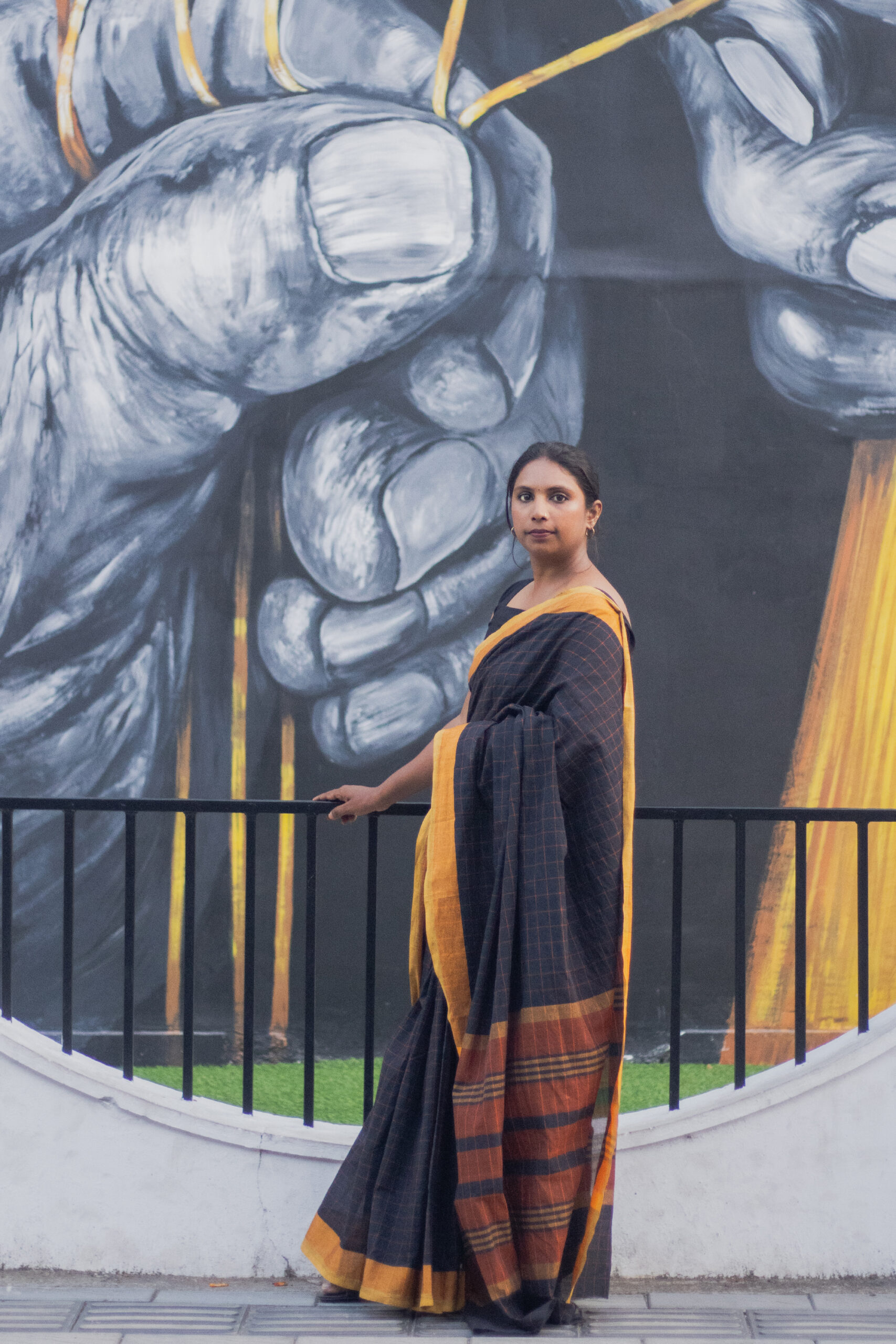 kayta dawn checks saree